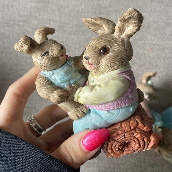 MERVYNS Vintage 1991 Easter Set Of Three‎ Figures Bunny Rabbit Pastel - Picture 5 of 8